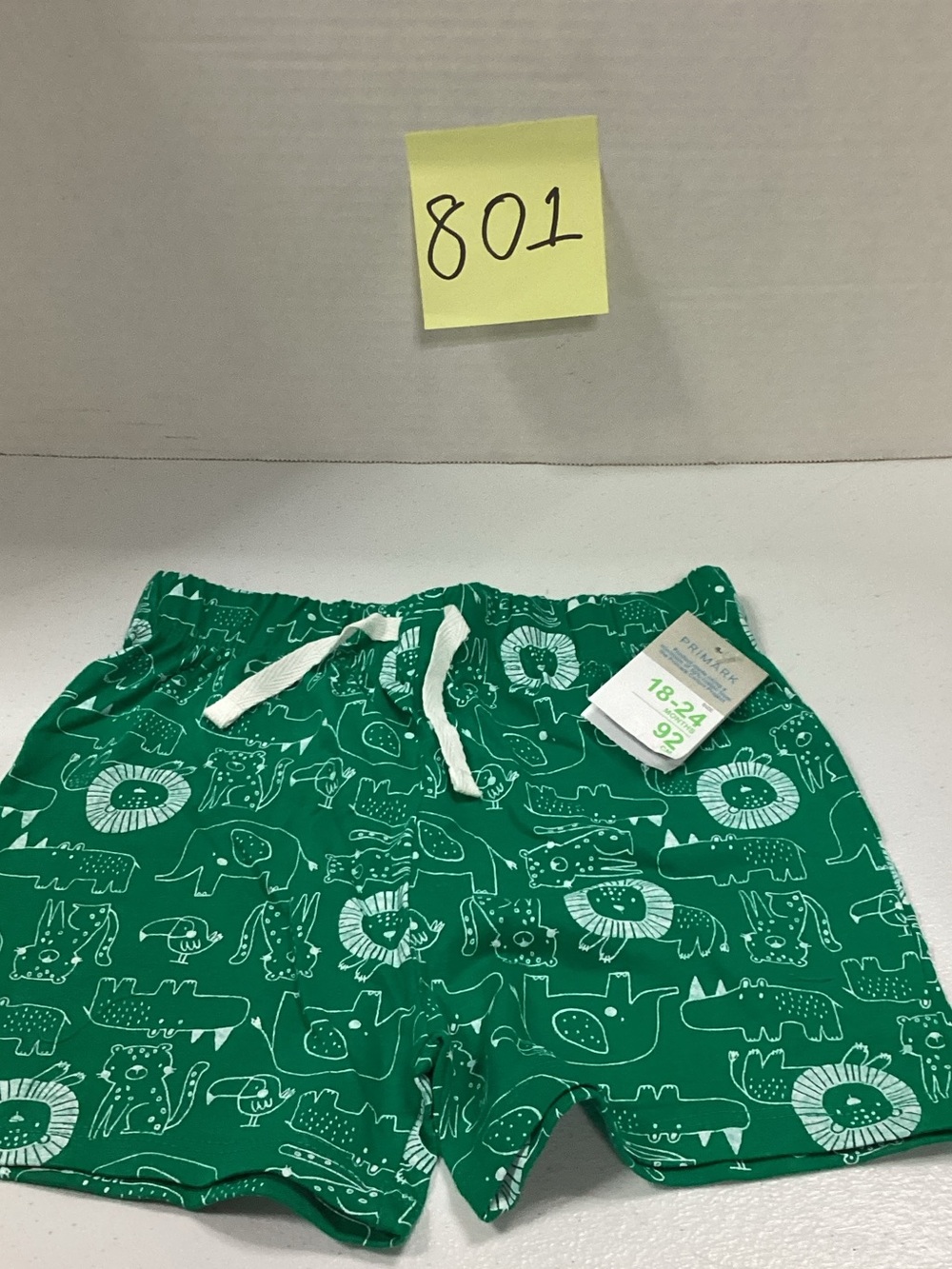 Primark Green Animal Print Drawstring Kids Shorts